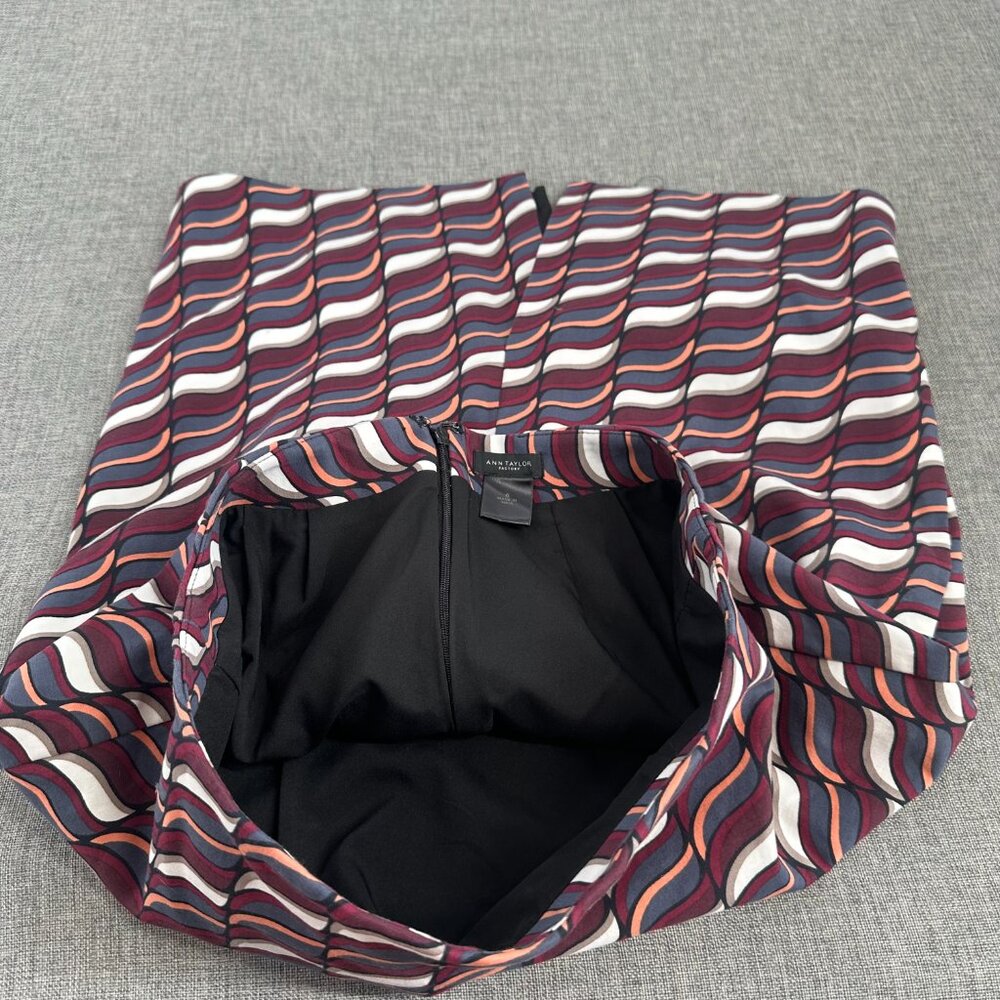 Ann Taylor Pencil Skirt Size 6 Lined Cotton Blend Knee Length Abstract Design - Picture 4 of 11